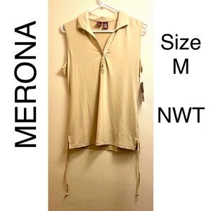 5/$15💥 Merona Top Tie Collared Blouse Shirt Nude Grain